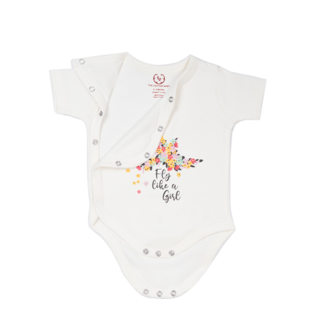 Onesie Half Sleeve - Side snap / Kimono style - Fly Like a Girl