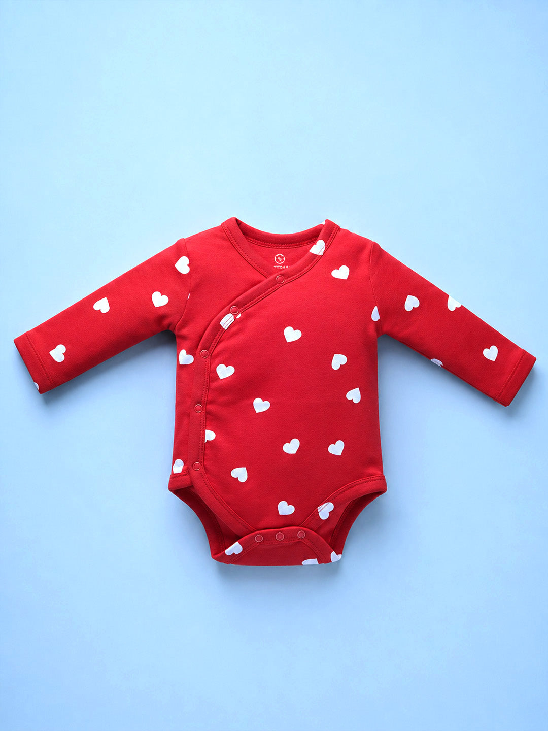 Full Sleeve Onesie - Red White Heart Print