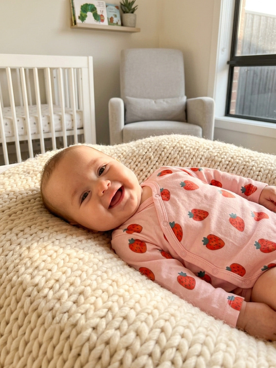 Full Sleeve Onesie Side Snap - Strawberry Print