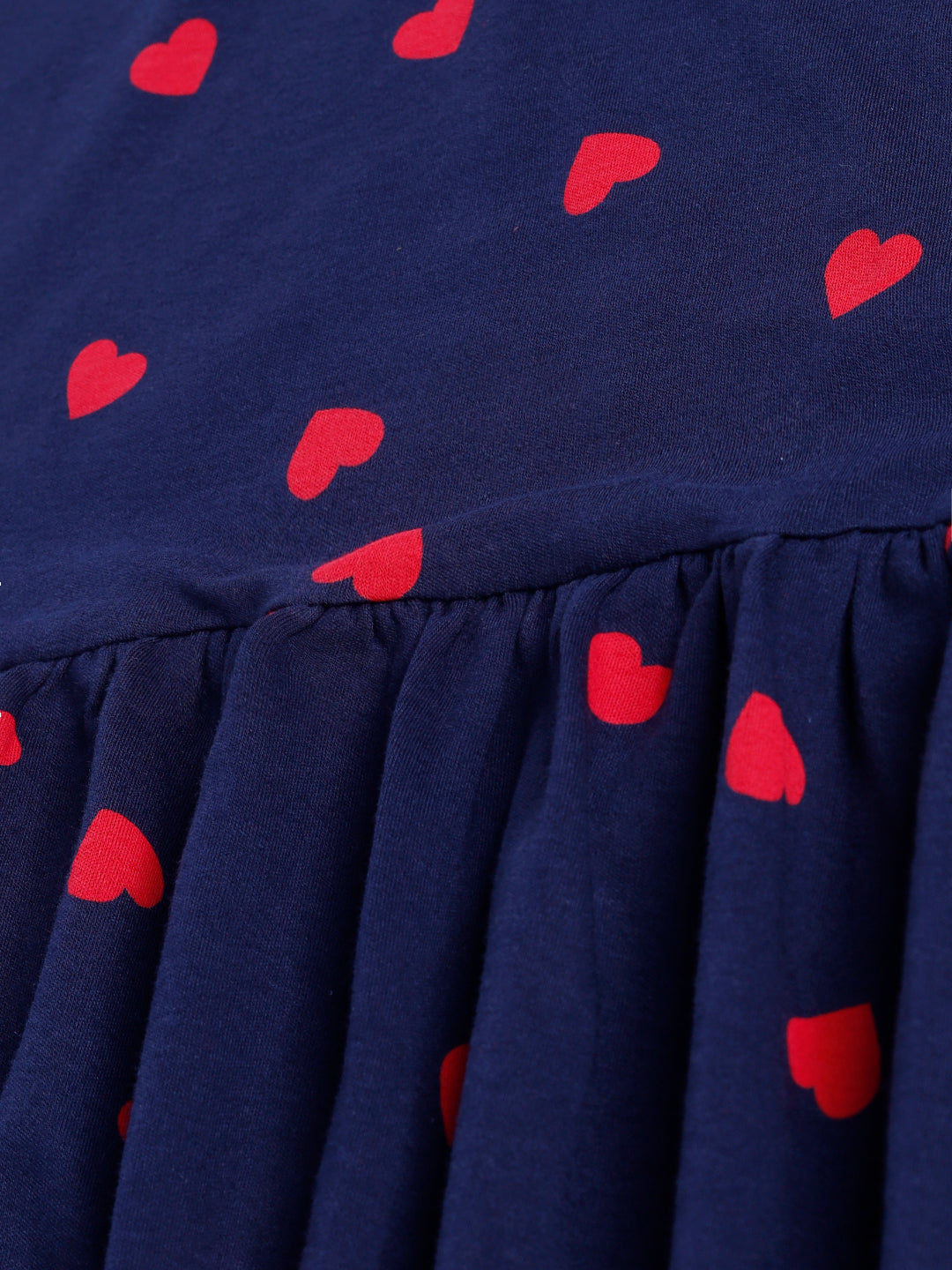 Red Heart Print Sleeve less Frock with Bow