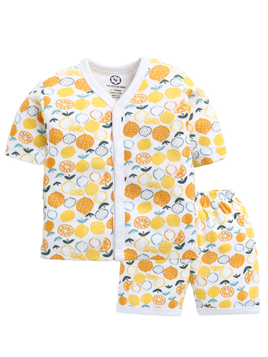 Half Sleeve Pure Cotton Lemon Print Jabla & Shorts