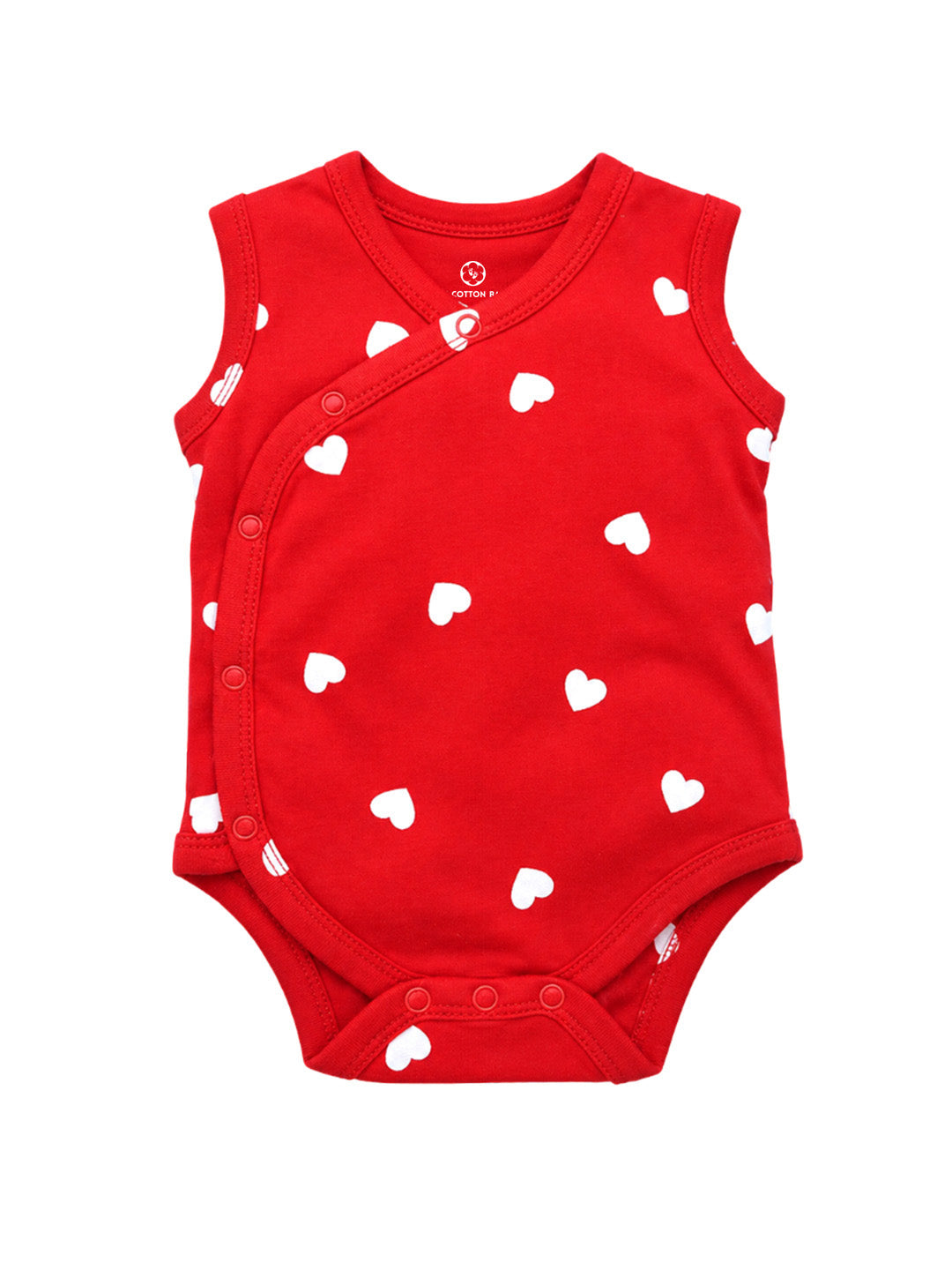 Sleeve Less Onesie - Red White Heart Print