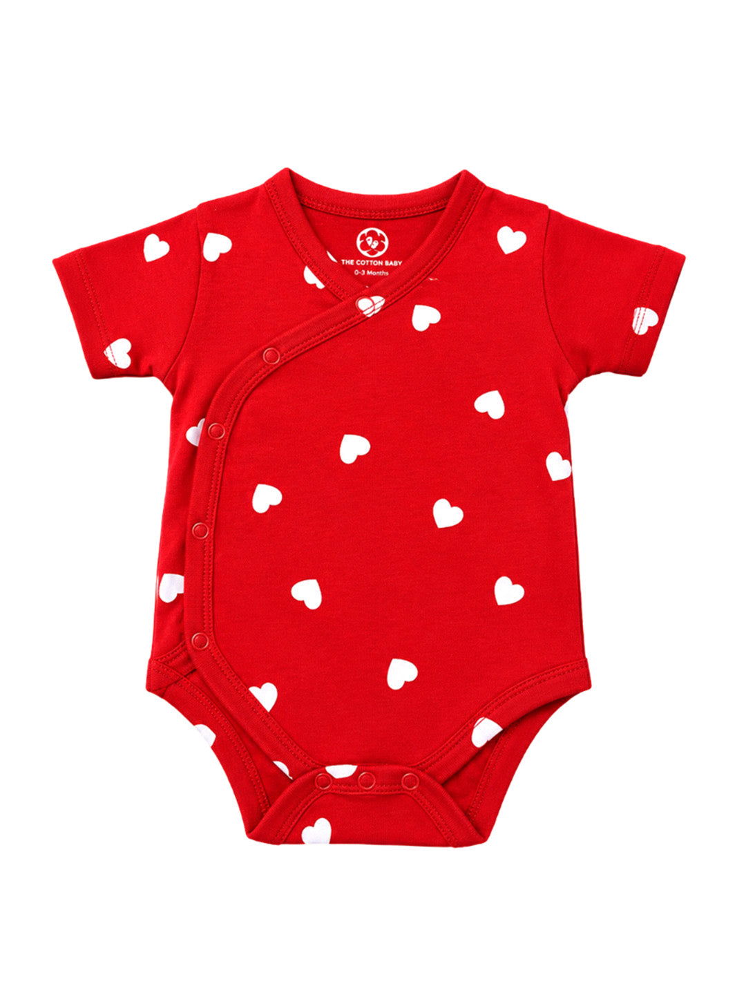 Half Sleeve Onesie - Red White Heart Print