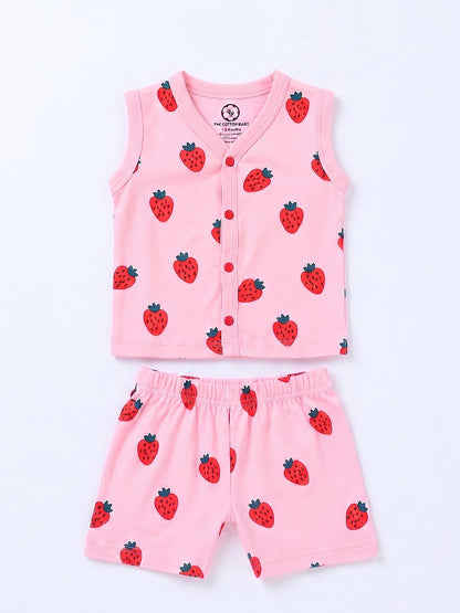 Sleeve Less Jabla & Shorts - Strawberry Print