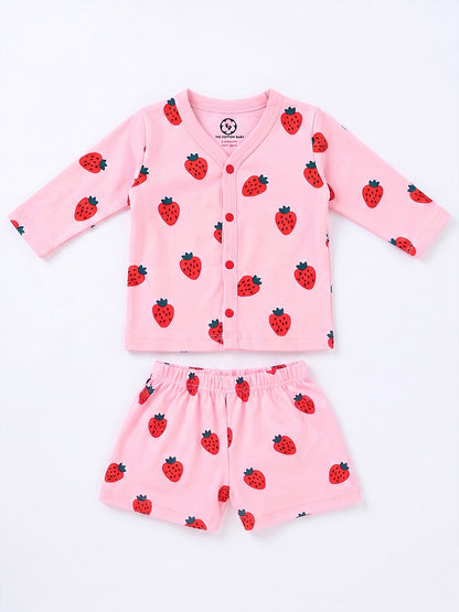 Full Sleeve Jabla & Shorts - Strawberry Print