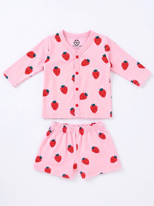 Full Sleeve Jabla & Shorts - Strawberry Print