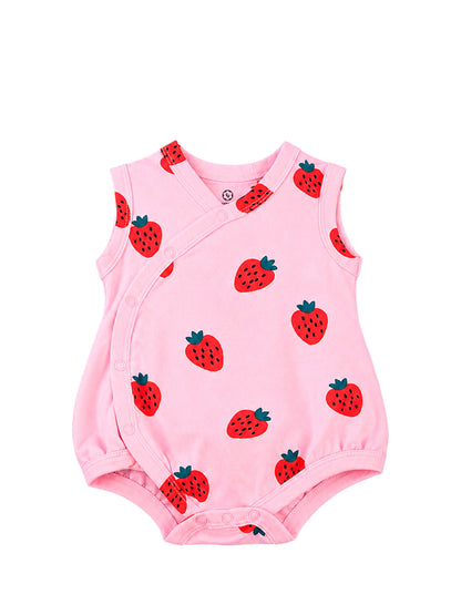 Sleeve Less Onesie Side Snap - Strawberry Print