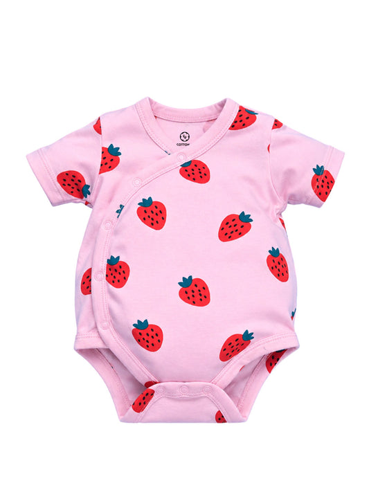 Half Sleeve Onesie Side Snap - Strawberry Print