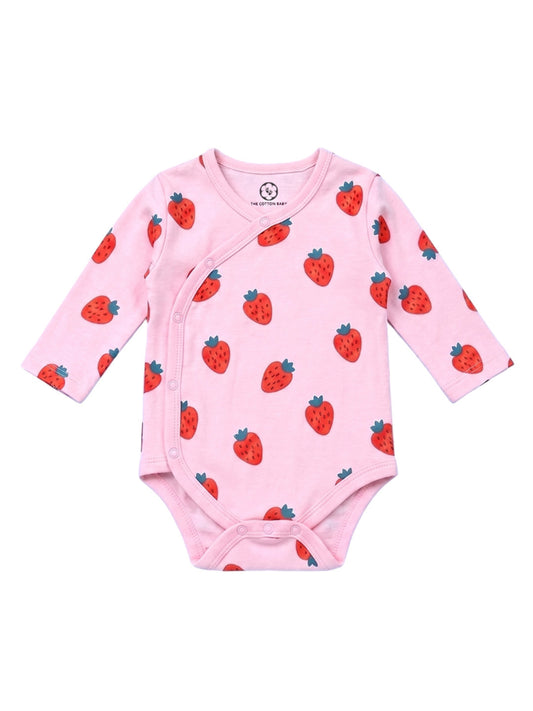 Full Sleeve Onesie Side Snap - Strawberry Print