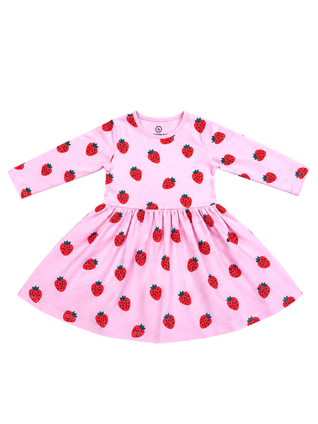 Girl Full Sleeve Frock - Strawberry Print