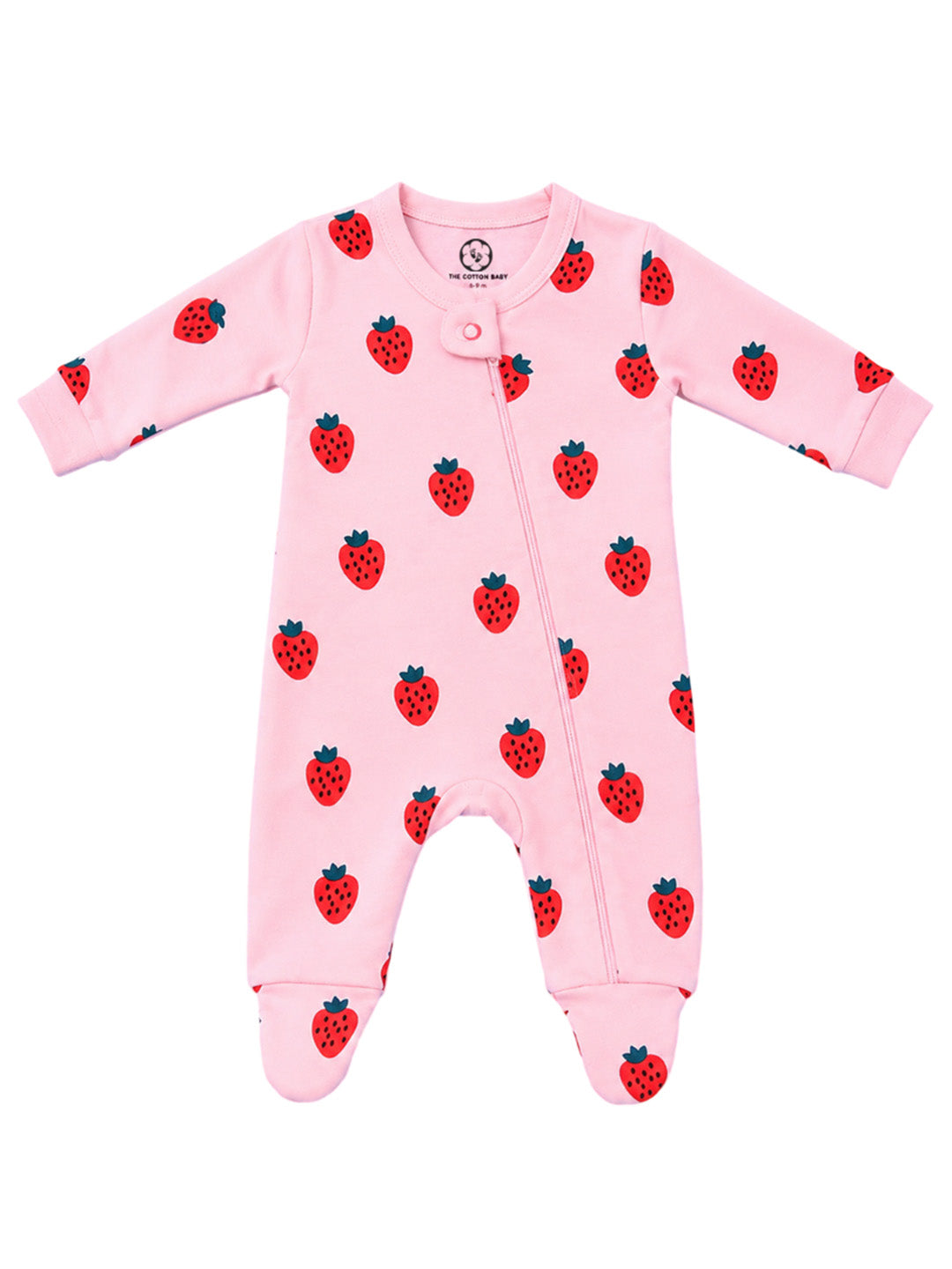 Full Body Romper with Footies - Strawberry Print