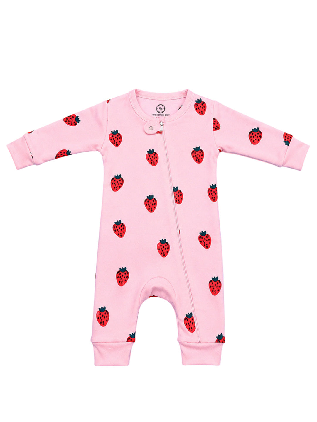 Full Body Romper Open Leg- Strawberry Print