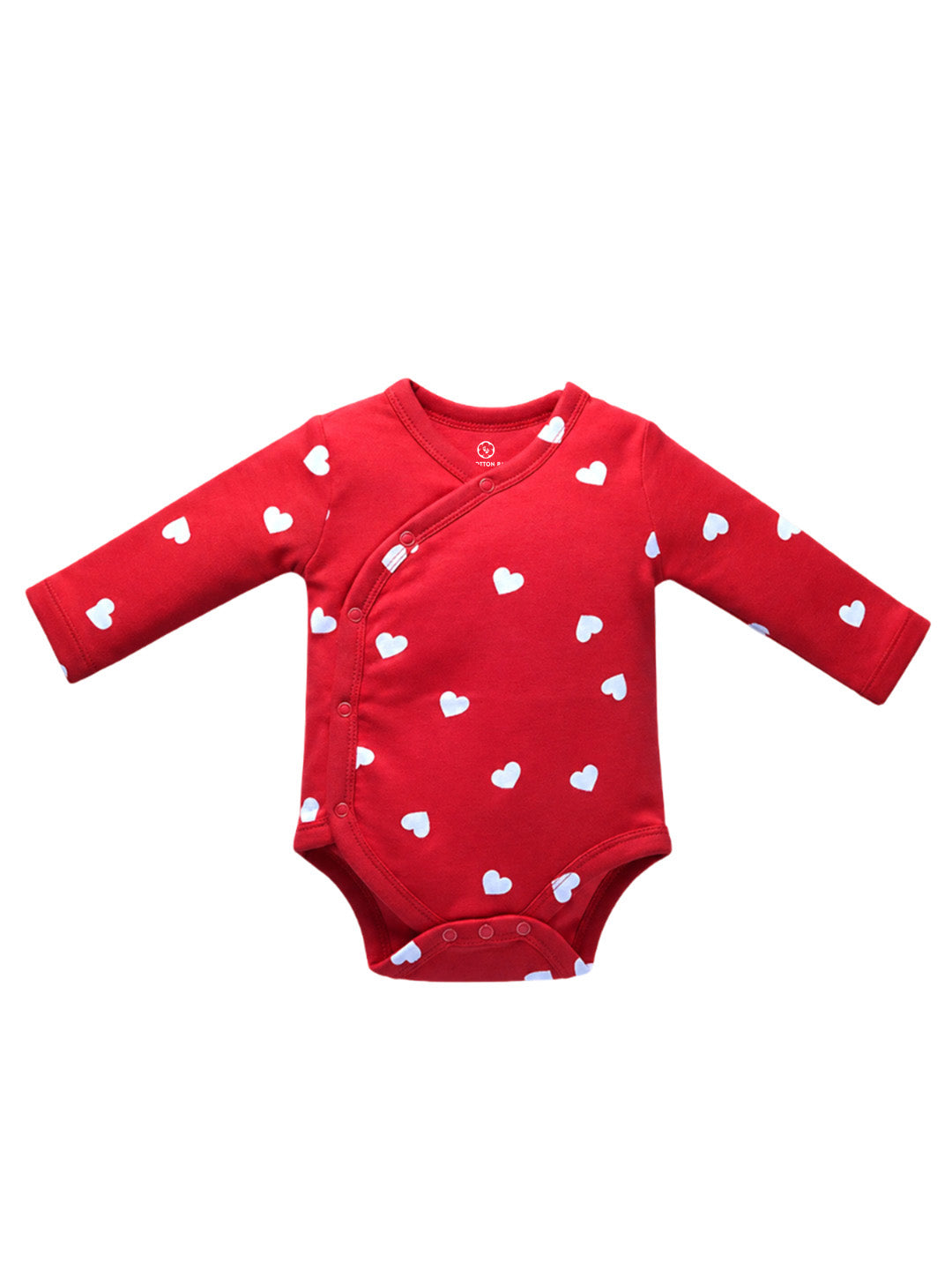 Full Sleeve Onesie - Red White Heart Print