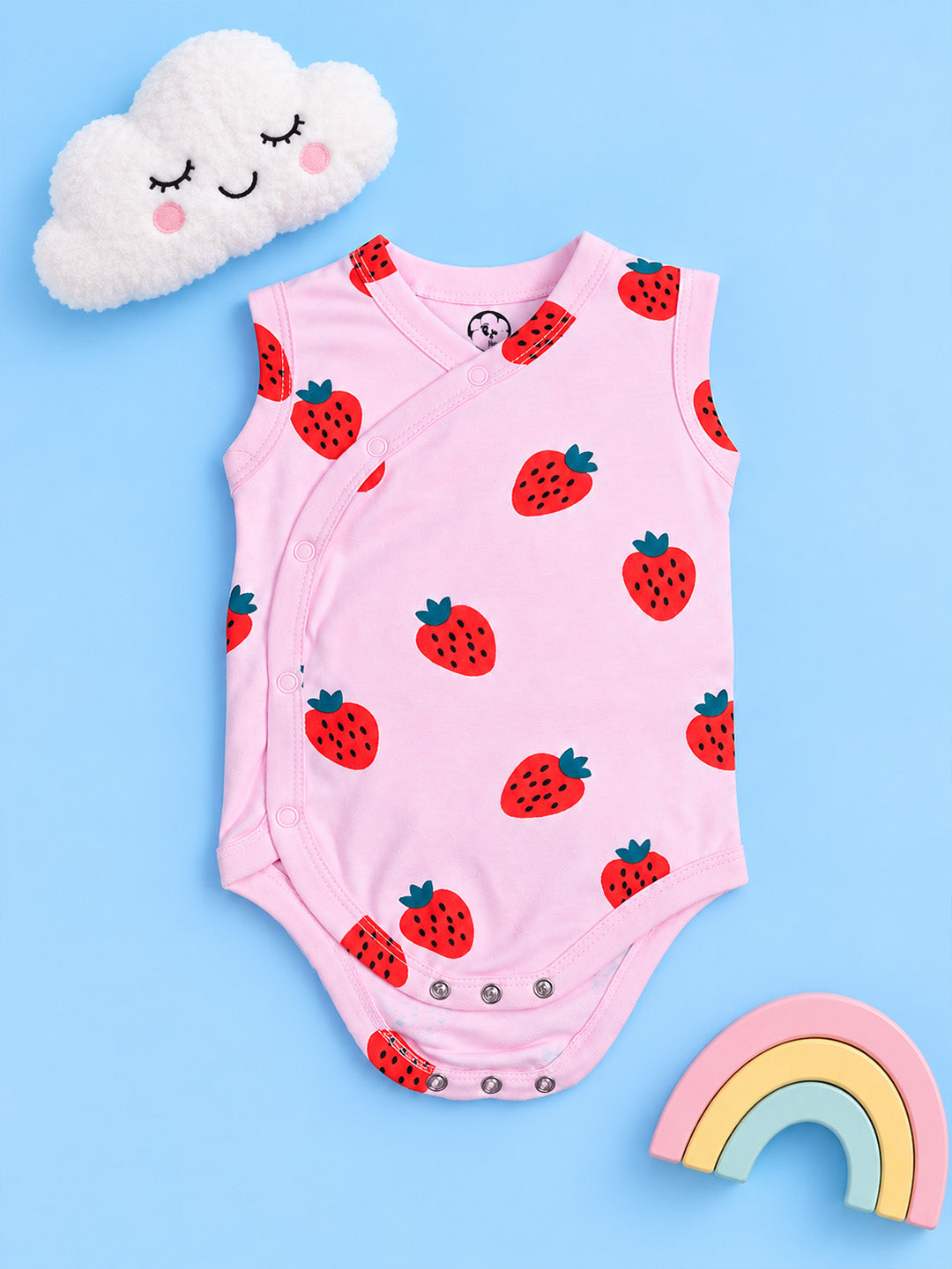 Sleeve Less Onesie Side Snap - Strawberry Print