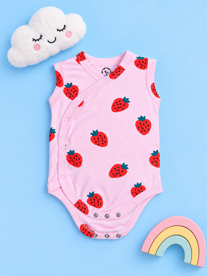 Sleeve Less Onesie Side Snap - Strawberry Print