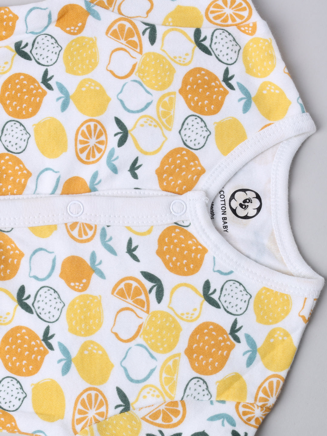 Lemon Printed Cotton Full Body Romper- Leg Covered