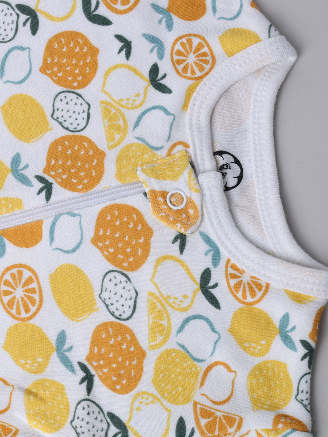 Lemon Printed Cotton Full Body Romper- Leg Covered