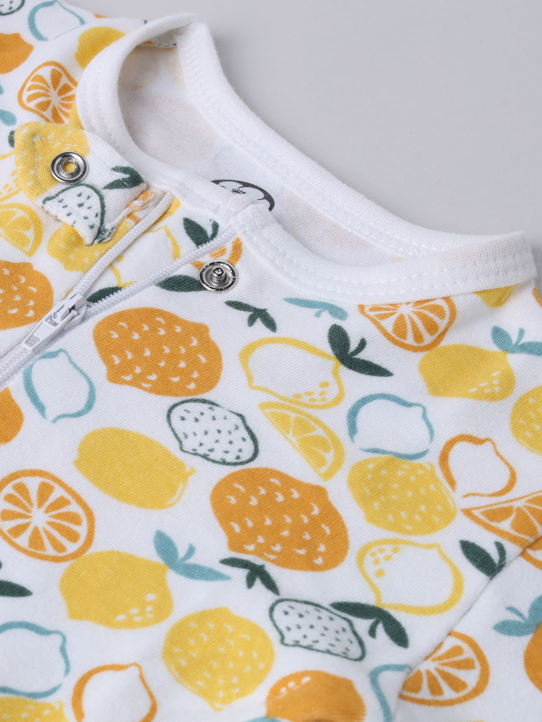 Lemon Printed Cotton Full Body Romper- Leg Covered