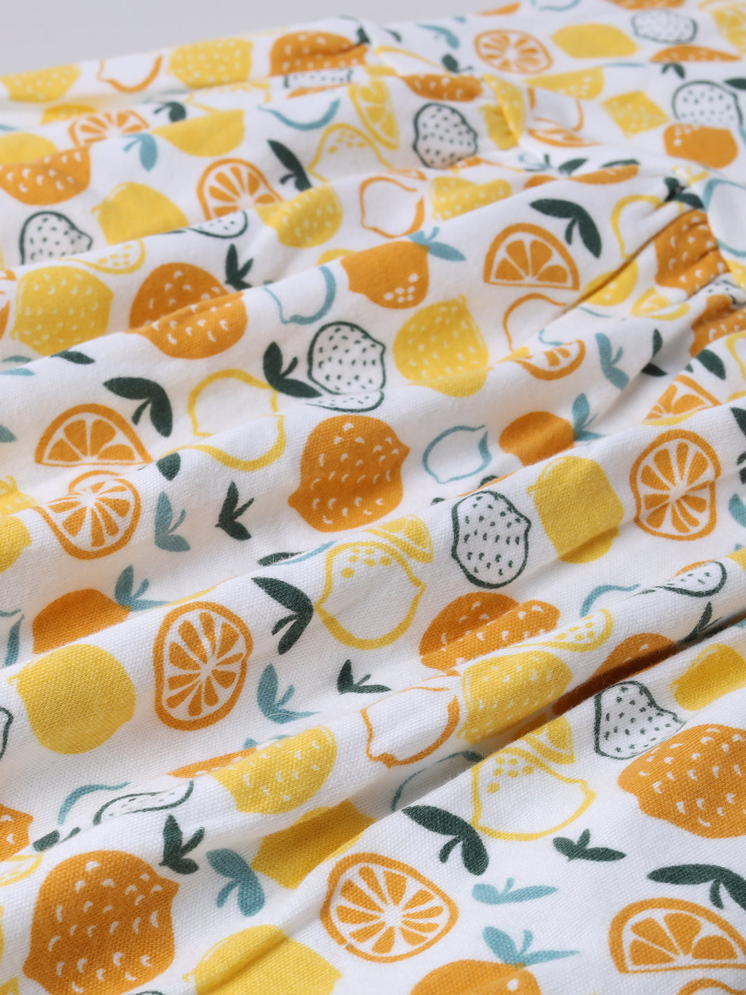 Lemon Print Pure Cotton Girls Half Sleeve Frock