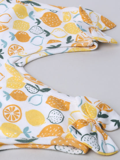 Lemon Print Pure Cotton Girls Sleeve Less Frock