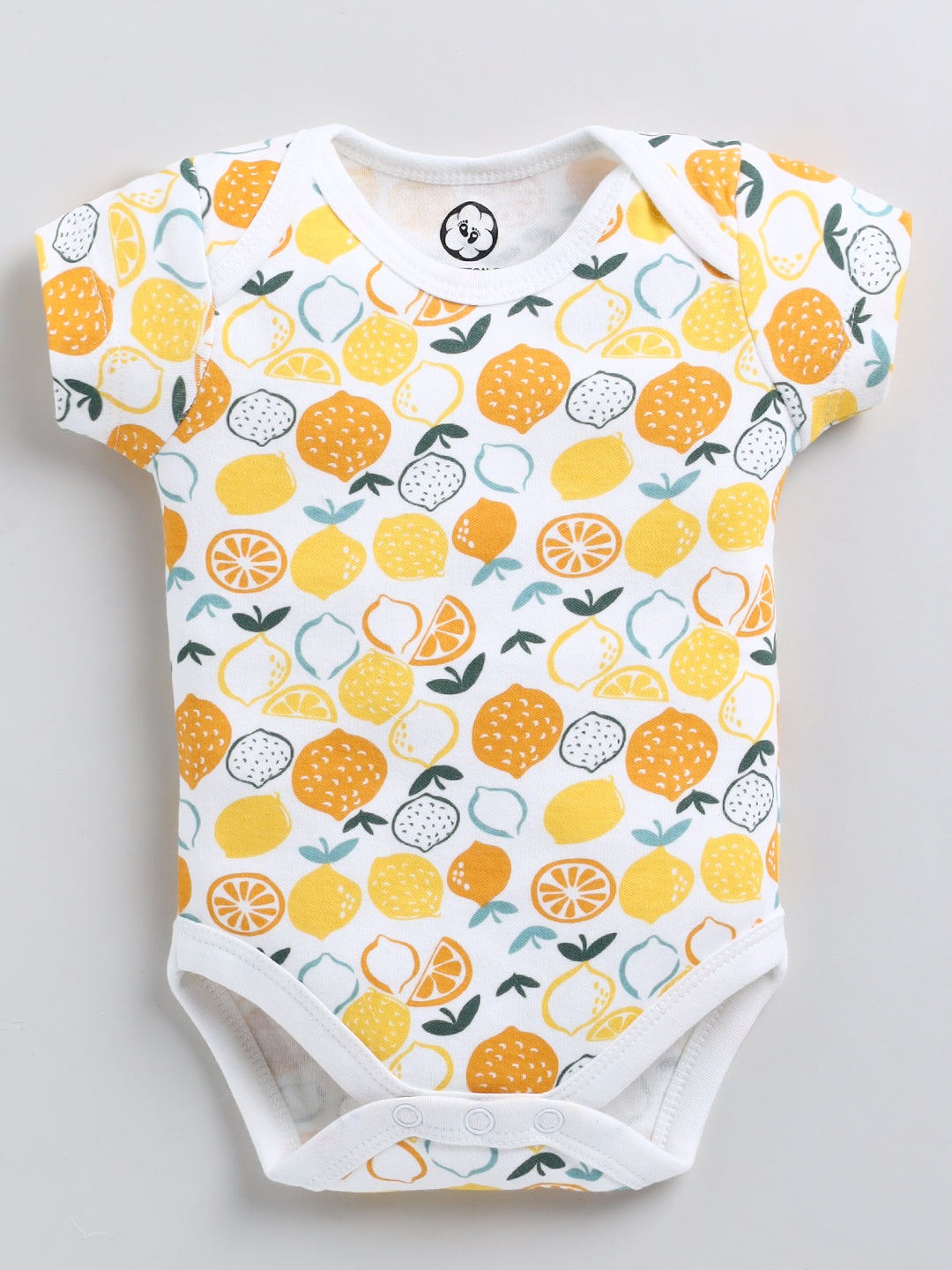 Cotton Half Sleeve Cute Lemon Print Onesie - Unisex