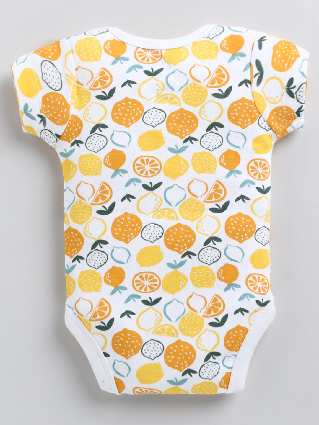 Cotton Half Sleeve Cute Lemon Print Onesie - Unisex