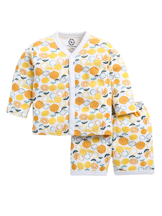 Full Sleeve Pure Cotton Lemon Print Jabla & Shorts