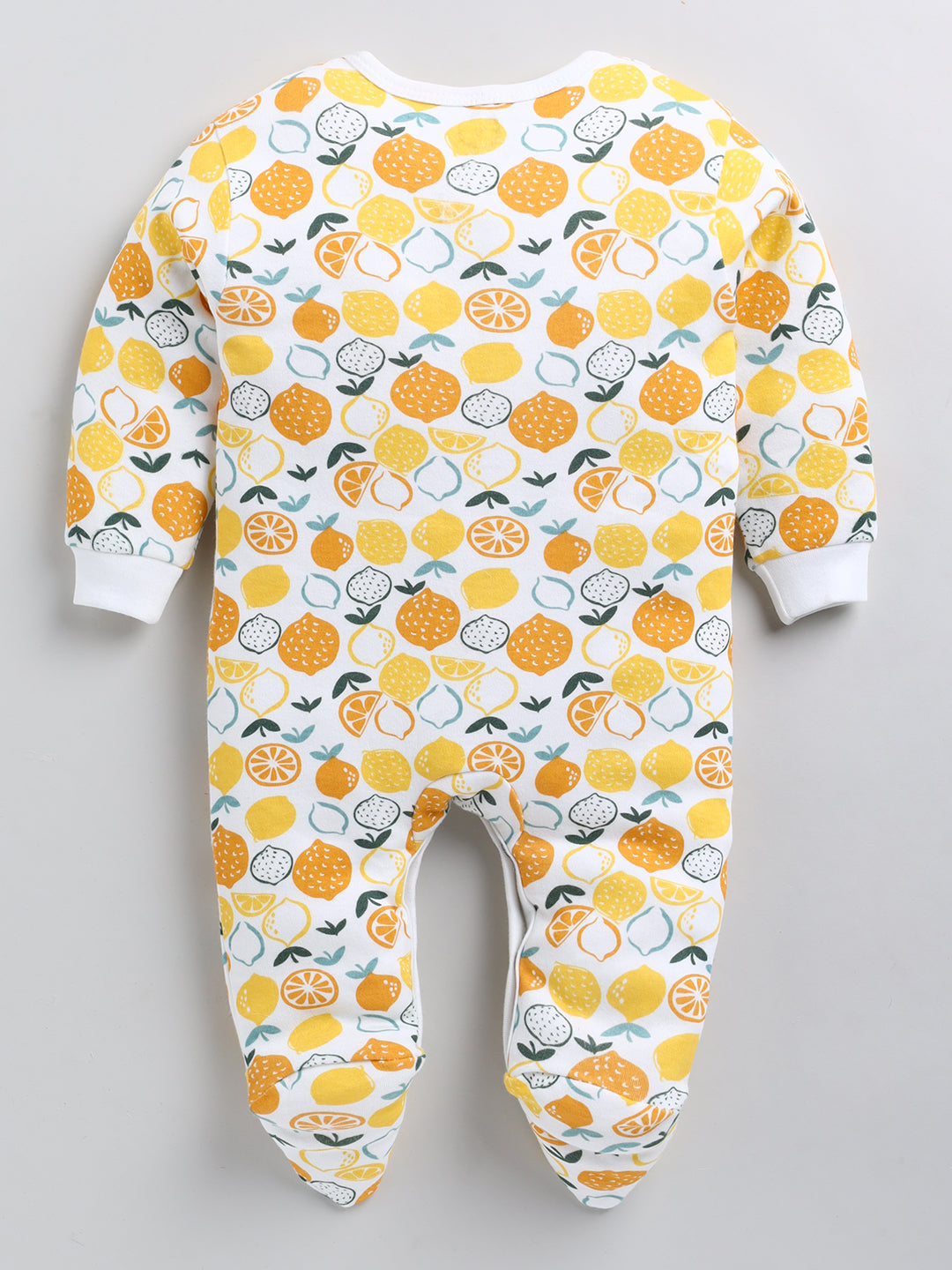 Lemon Printed Cotton Full Body Romper- Leg Covered