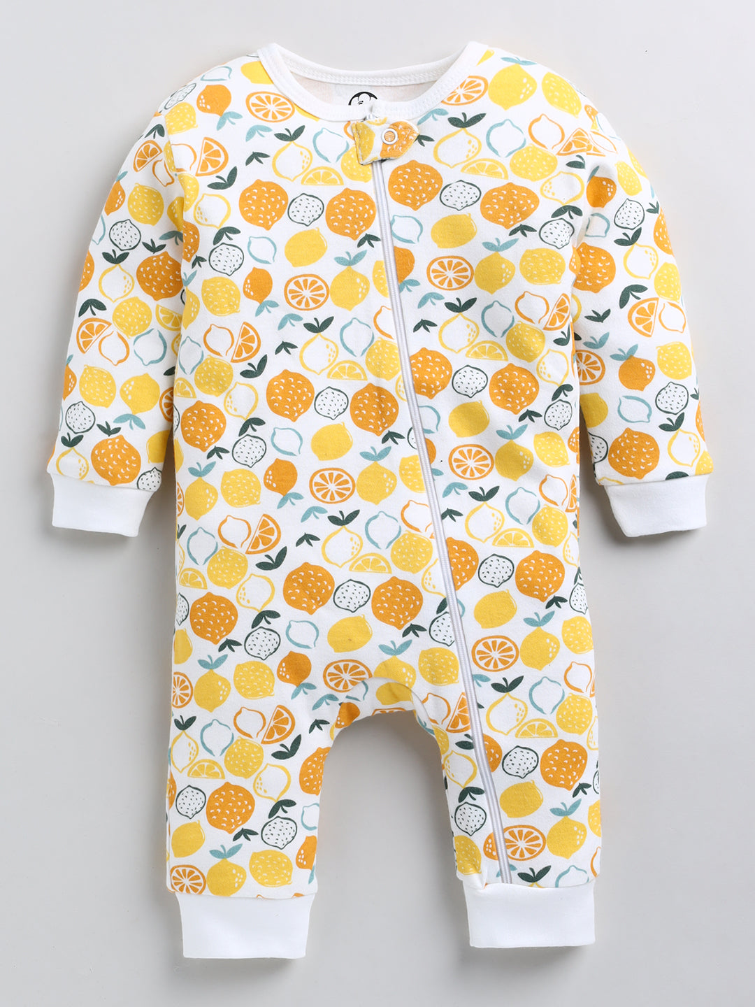 Lemon Printed Cotton Full Body Romper- Leg Covered