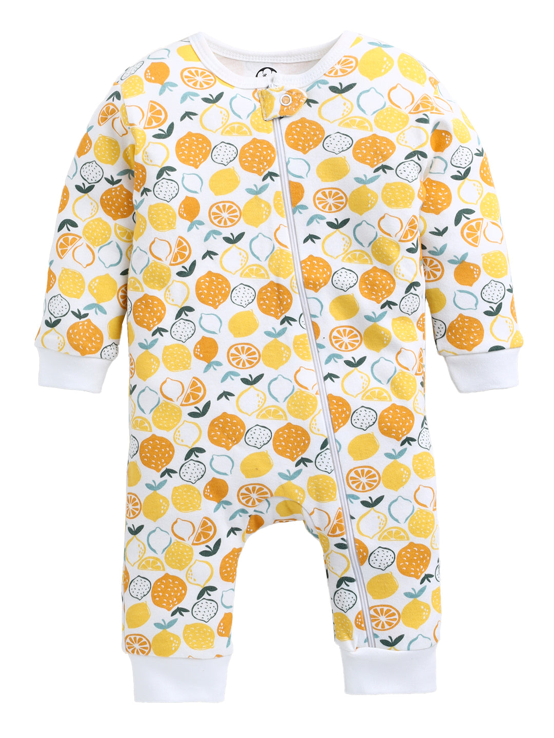 Lemon Printed Cotton Full Body Romper- Leg Covered