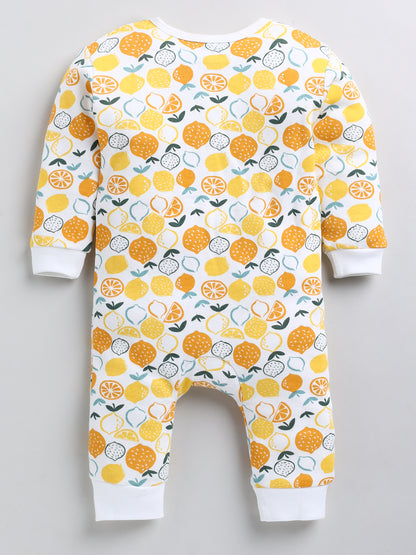 Lemon Printed Cotton Full Body Romper- Leg Covered