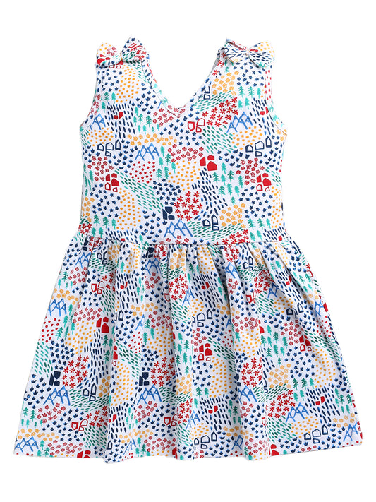 Comfortable Cotton Frock for Girls- Nature Print