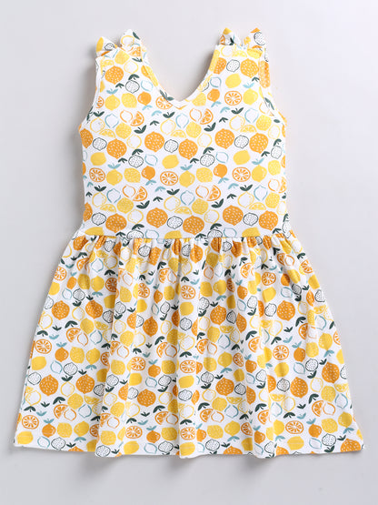 Comfortable Cotton Frock for Infant Girls- Lemon Print