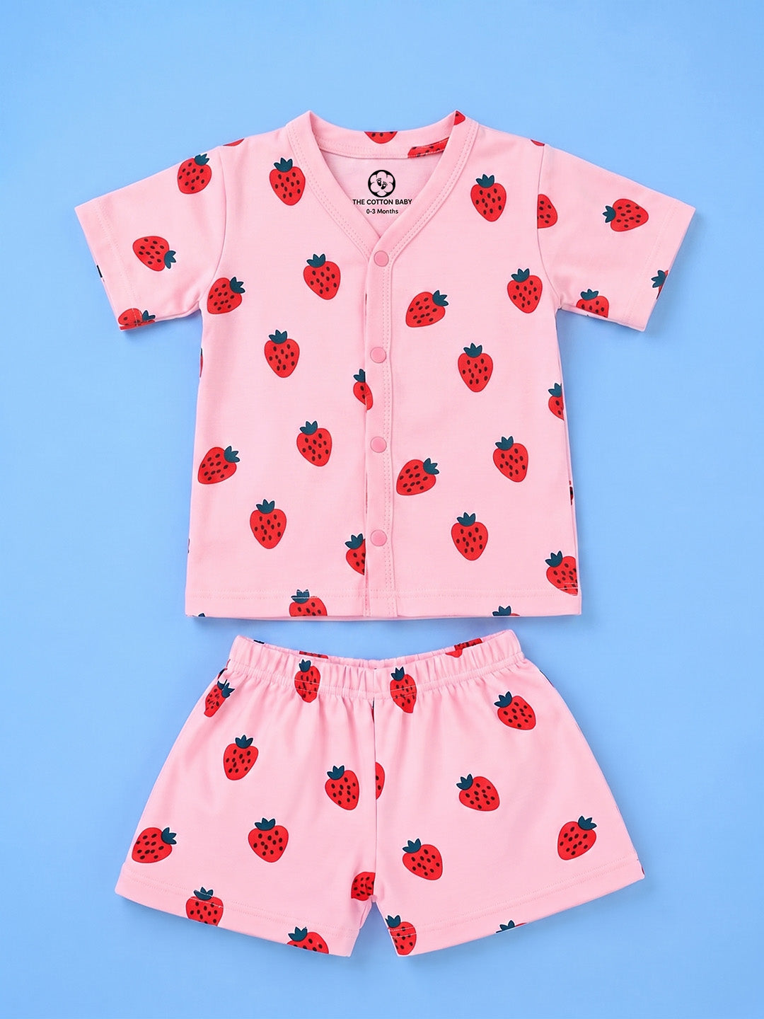 Half Sleeve Jabla & Shorts - Strawberry Print