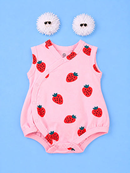 Sleeve Less Onesie Side Snap - Strawberry Print