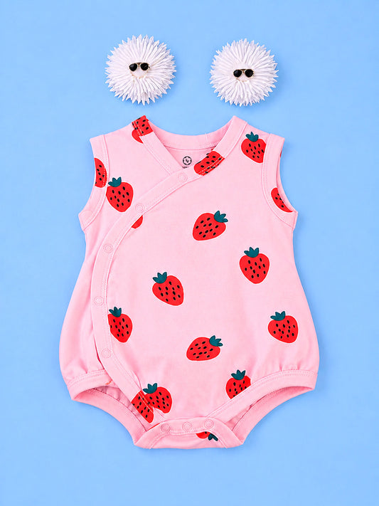 Sleeve Less Onesie Side Snap - Strawberry Print
