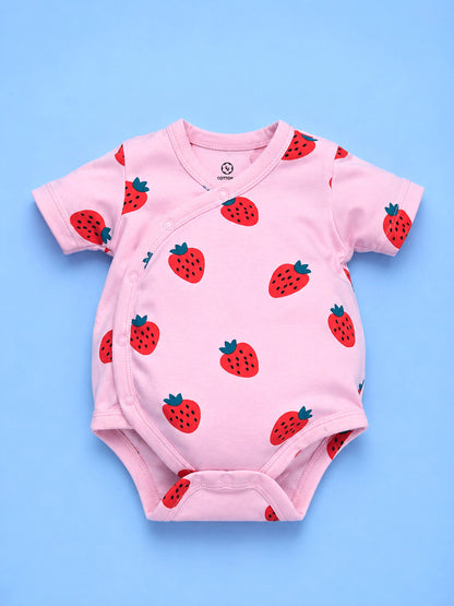 Half Sleeve Onesie Side Snap - Strawberry Print