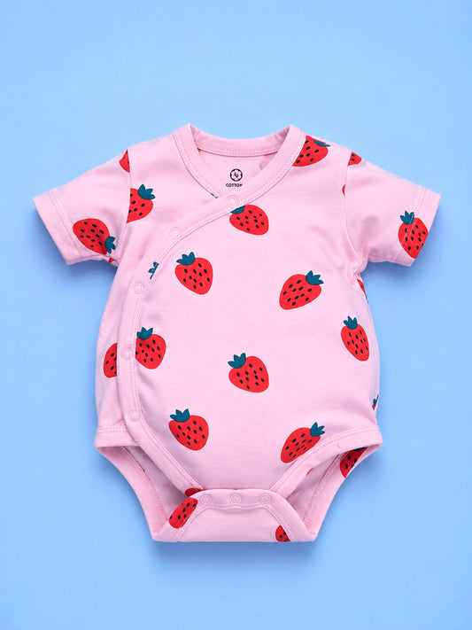 Half Sleeve Onesie Side Snap - Strawberry Print