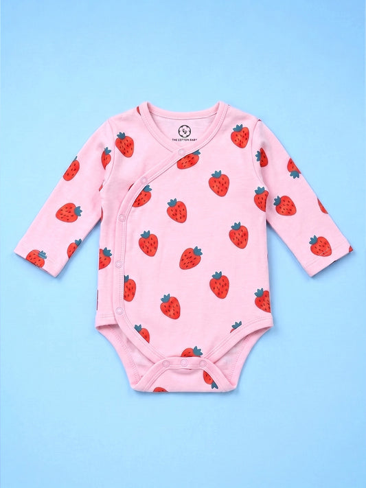 Full Sleeve Onesie Side Snap - Strawberry Print