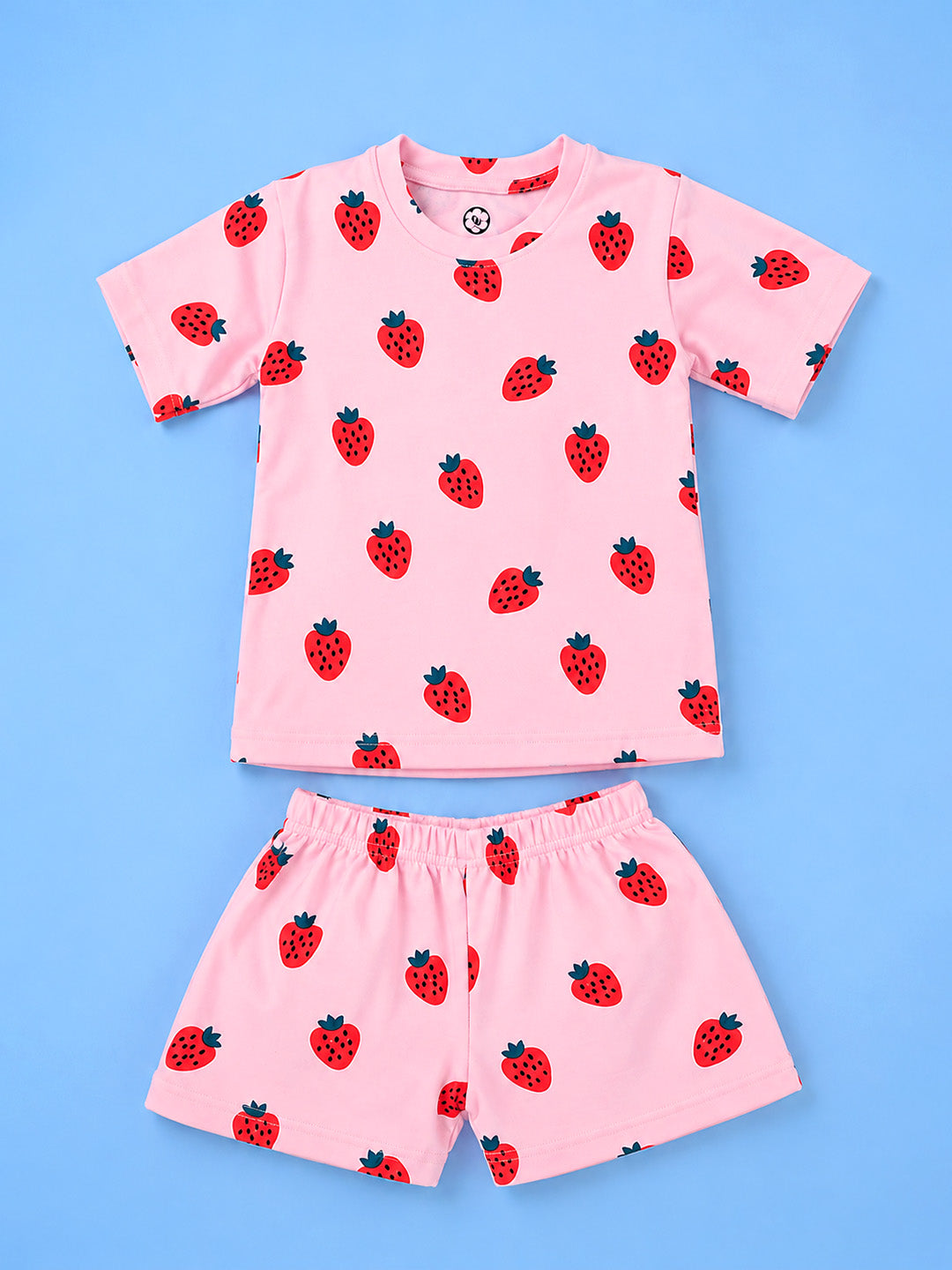 Half Sleeve T-Shirt & Shorts Set - Strawberry Print