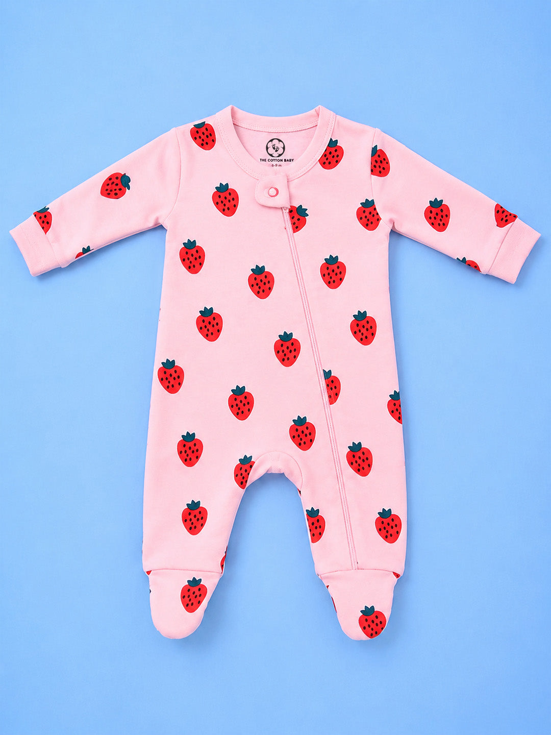 Full Body Romper with Footies - Strawberry Print
