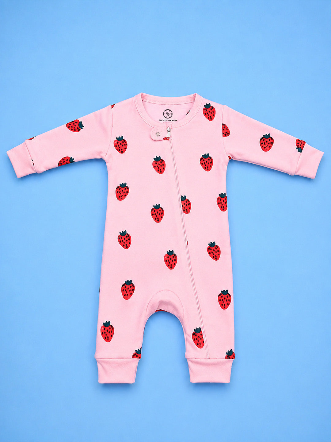 Full Body Romper Open Leg- Strawberry Print