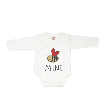 Onesie Full Sleeve - Side snap/Kimono style - Be Mine