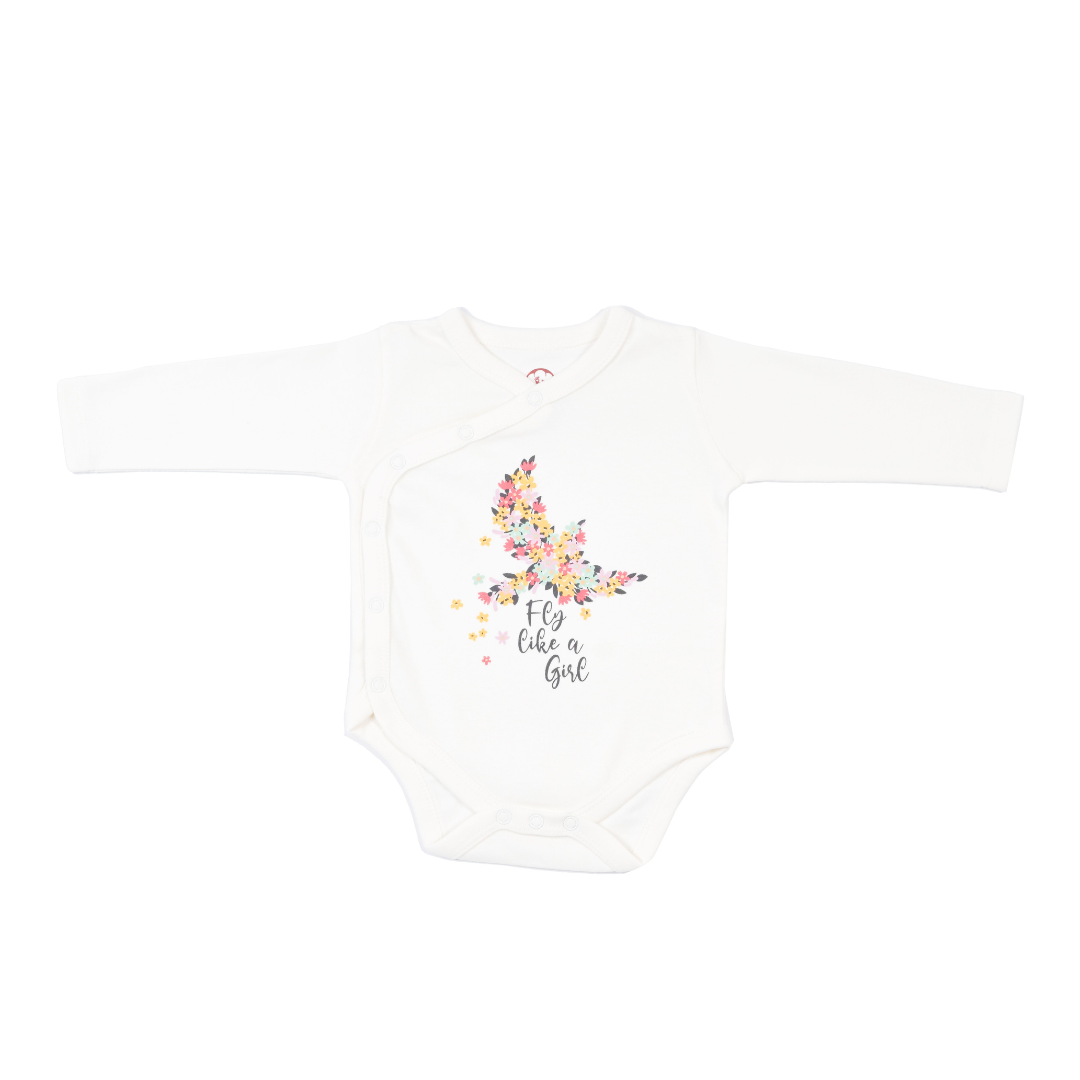 Onesie Full Sleeve - Side snap/Kimono style - Fly Like a Girl