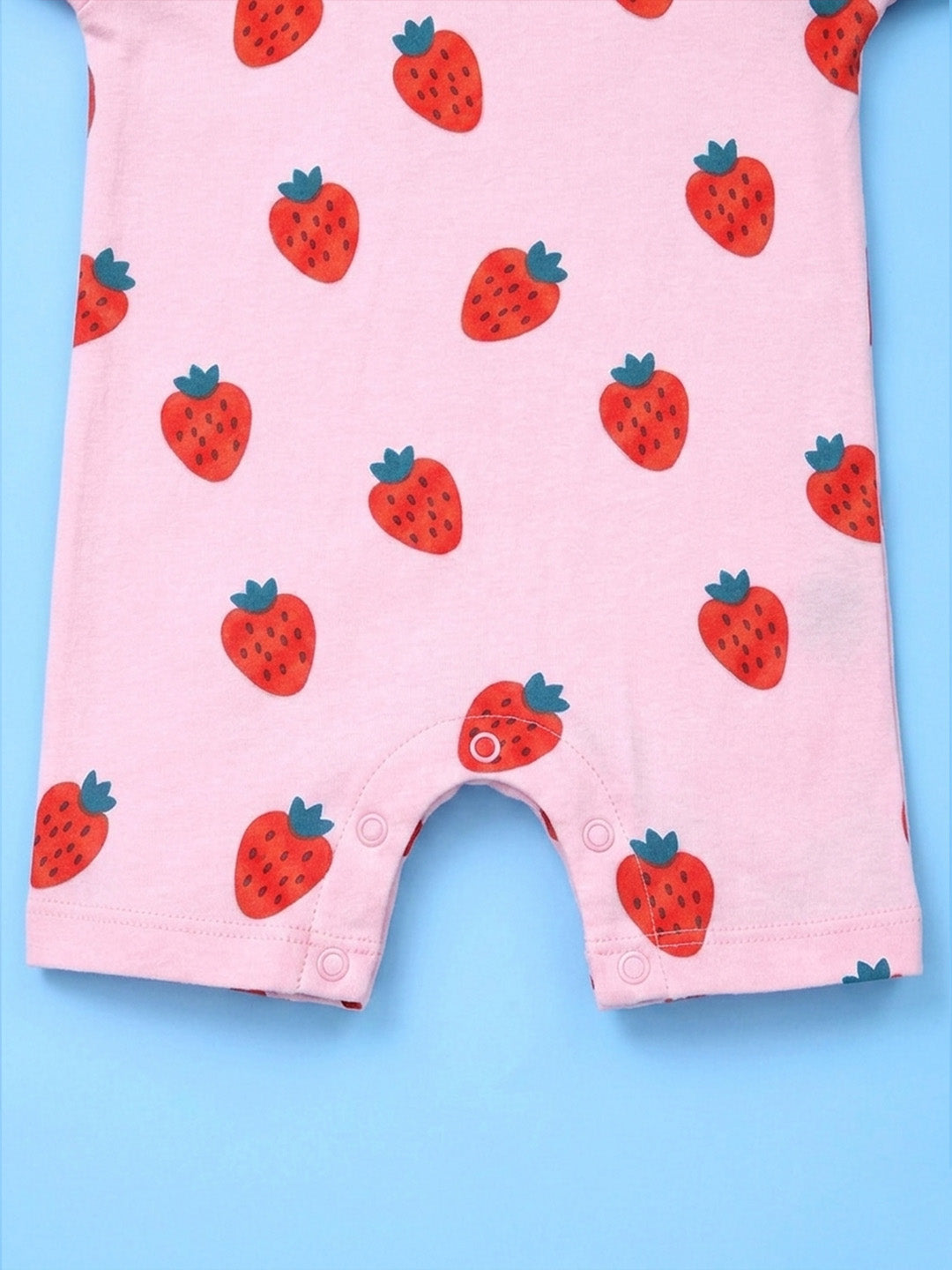 Half Sleeve Half Leg Romper - Strawberry Print