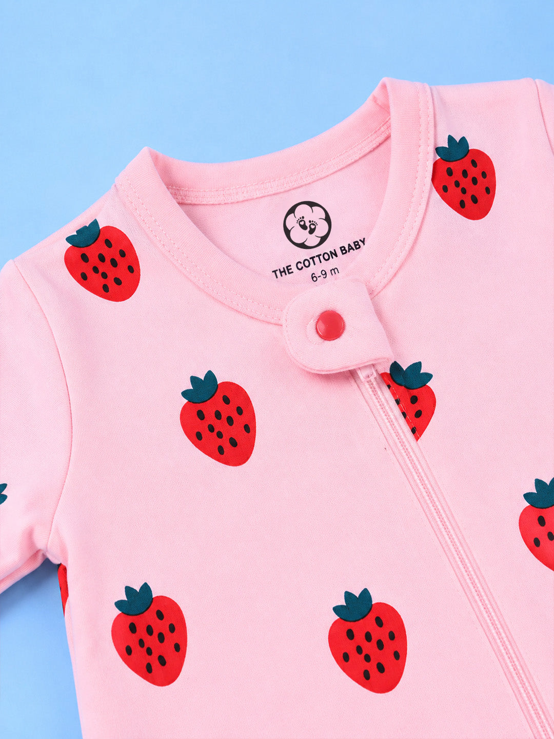 Full Body Romper with Footies - Strawberry Print