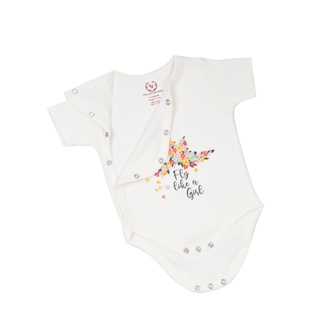 Onesie Half Sleeve - Side snap / Kimono style - Fly Like a Girl