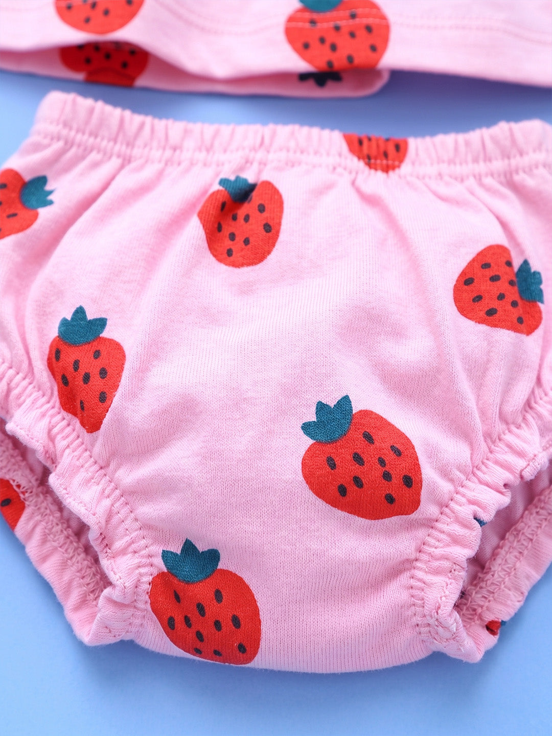 Half Sleeve Frock & Panty Set - Strawberry Print
