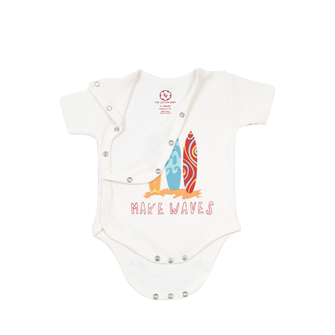 Onesie Half Sleeve - Side snap / Kimono style - Make Wave