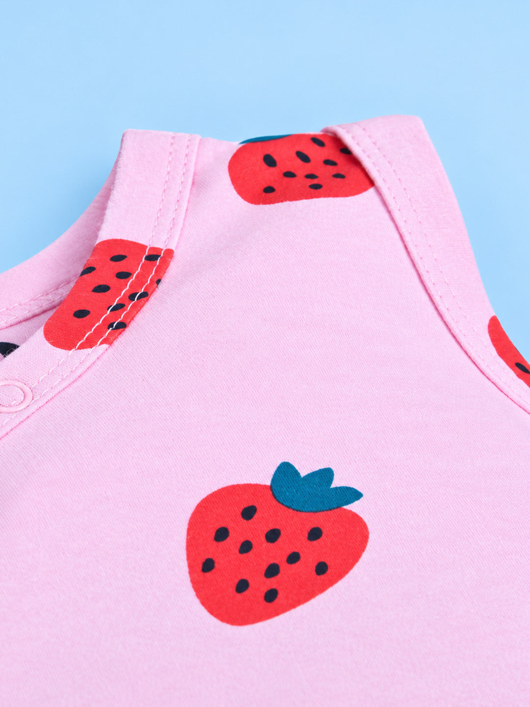 Sleeve Less Onesie Side Snap - Strawberry Print
